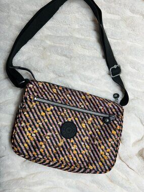 Kipling Yellow & Black Multi-Pocket Organizer Shoulder Bag